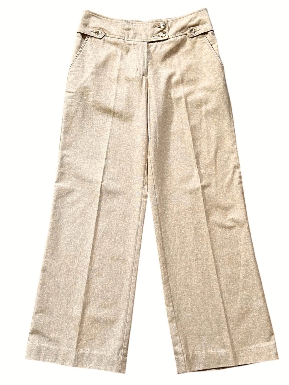 Isaac Mizrahi for Target Linen Cotton Blend Tan Wide Leg Pants Size 4